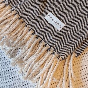 SFERRA Celine Herringbone Cotton Throw Blanket 71"x51"